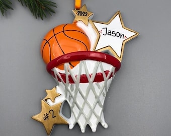 Personalized Basketball Ornament, Basketball Christmas Ornament, Hand Personalized Christmas Ornaments