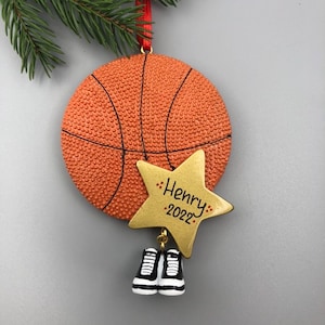 Personalized Basketball Ornament, Basketball Christmas Ornament, Hand Personalized Christmas Ornaments