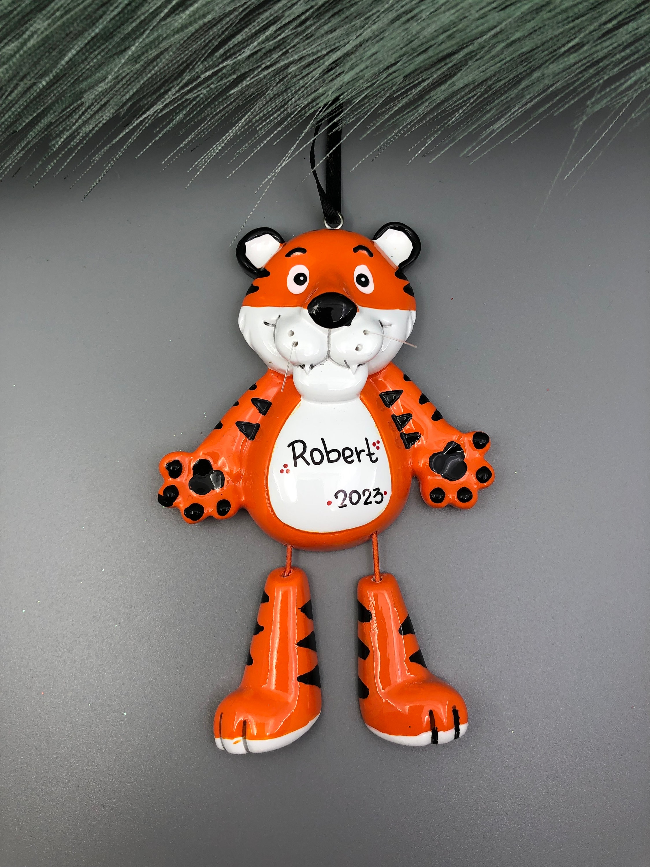 Tiger Personalized Christmas Ornament, Personalized Tiger Decor, Custom Tiger Xmas Ornament, Tiger Lover Christmas Gift