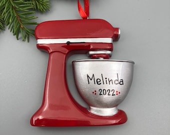 Red Mixer Personalized Ornament, Baker Personalized Christmas Ornament, Baking Personalized Ornament, Dough Maker Ornament