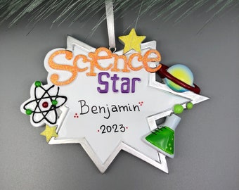 Scientists Ornament, Science Personalized Ornament, Science Star Ornament, Chemistry Personalized Christmas Ornaments, Science Lover Gift