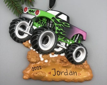 Monster Truck Personalized Ornament, Monster Truck Christmas Ornament, Hand Personalized Christmas Ornament