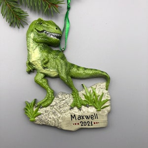 Personalized T-Rex Dinosaur Christmas Ornament, Tyrannosaurus Rex Ornament, Hand Personalized Christmas Ornament