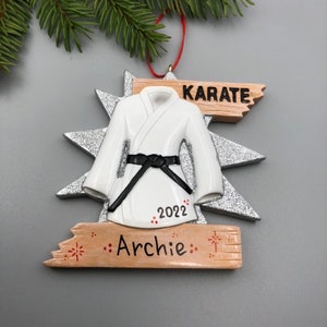 Karate Ornament, Karate Jungen Ornament, Karate Mädchen Ornament, schwarzer Gürtel Weihnachtsverzierung, personalisierte Weihnachtsverzierungen