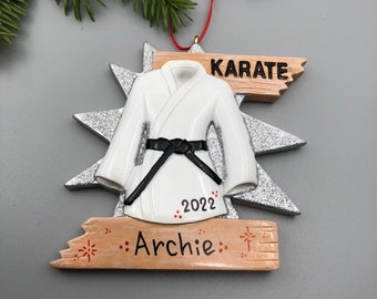Personalized Karate Ornament, Karate Boy Ornament, Karate Girl Ornament, Black Belt Christmas Ornament, Personalized Christmas Ornaments