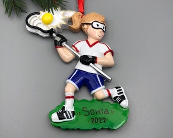 Personalized Lacrosse Ornament, Lacrosse Girl Ornament, Girls Lacrosse Christmas Ornament, Personalized Christmas Ornaments