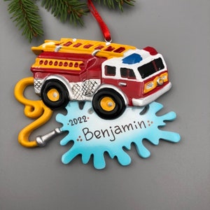 Fire Truck Personalized Christmas Ornament, Fireman Personalized Ornament, Firefighter Ornamnet, Hand Personalized Christmas Ornament