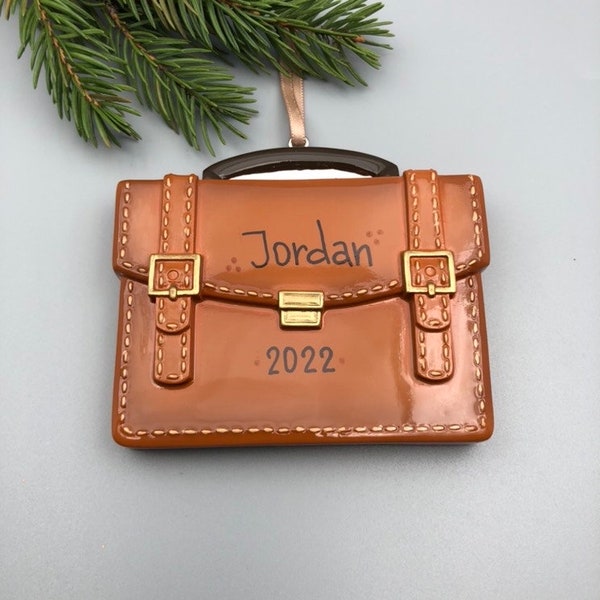Briefcase Ornament, Briefcase Personalized Ornament, Office Ornament, New Job Ornament, Personalized Christmas Ornament