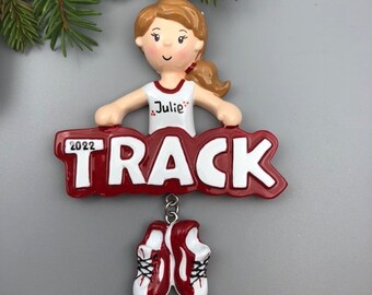 Personalized Track Christmas Ornament, Personalized Running Ornament, Runner Girl Ornament, Girl Runner Christmas Ornament,
