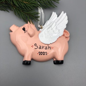 Personalized Pig Ornament, When Pigs Fly, Flying Pig Ornament, Pig Christmas Ornament