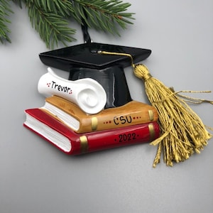 Personalized Graduation Christmas Ornament, Graduation Ornament, Cap and Diploma Christmas Ornament, College Alumni Christmas Ornament