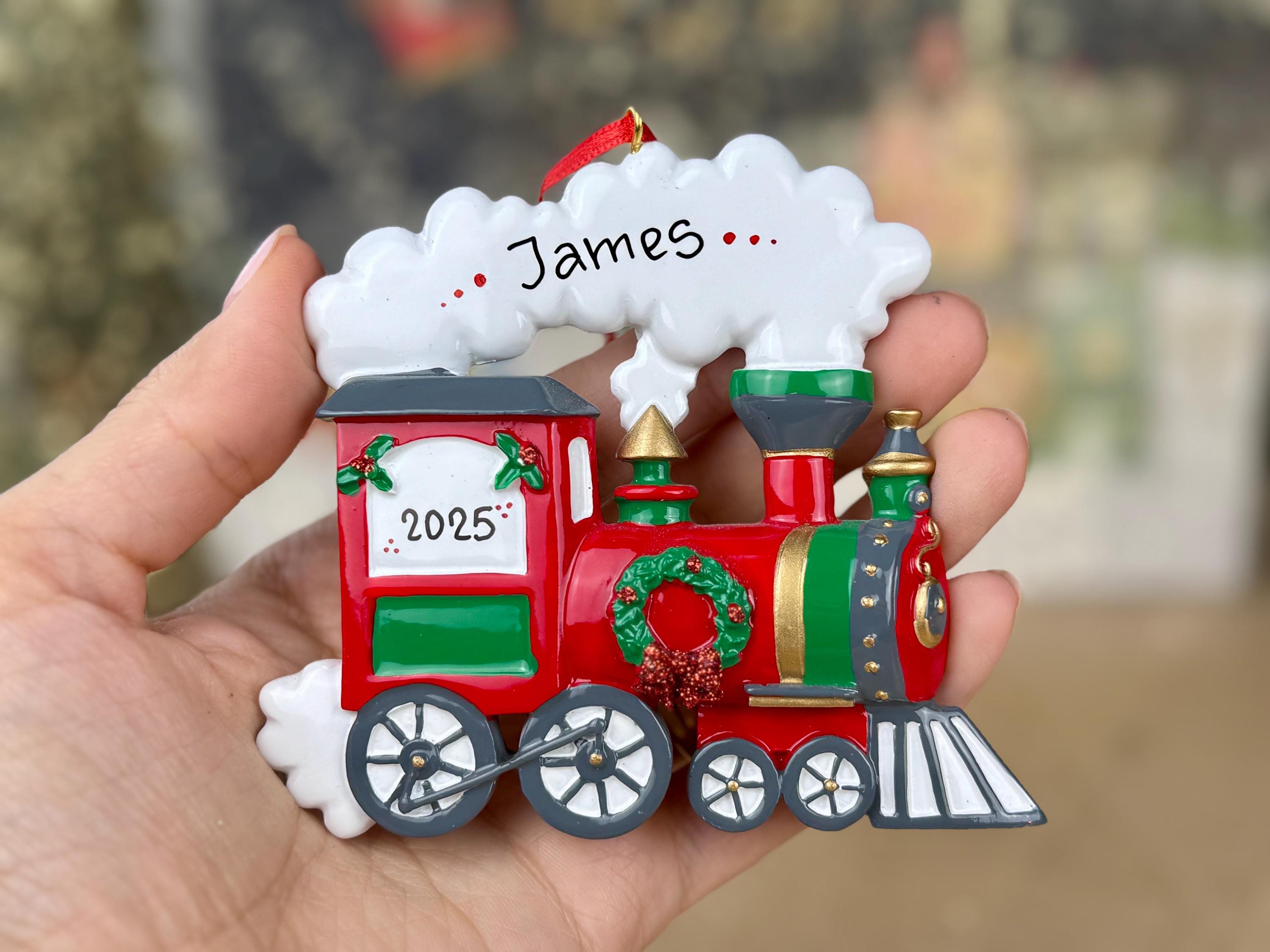 Personalized RED Train Christmas Wreath