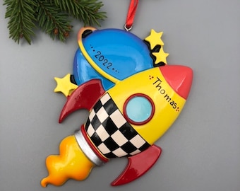 Personalized Space Rocket Ornament, Rocket Ship Ornament, Planet Ornament, Spaceship Ornament, Personalized Astronaut Ornament