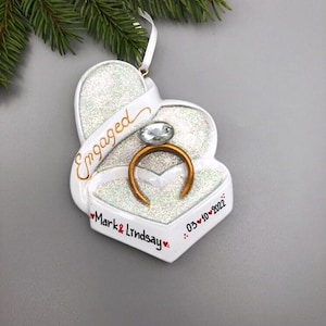 Personalized Engaged Christmas Ornament, Personalized Engagement Ornament, Engagement Ring Christmas Ornament, First Engaged Ornament