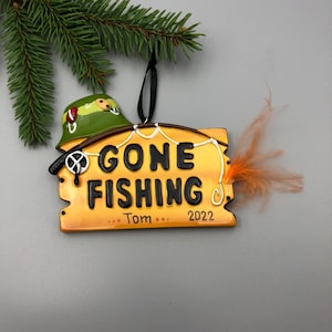 Gone Fishing Personalized Christmas Ornament, Fishing Personalized Ornament, Fishing Christmas Ornament, Fisherman Ornament