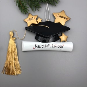 Personalized Graduation Christmas Ornament, Graduate Hat, Graduation Ornament, Diploma Christmas Ornament, College Alumni Christmas Ornament