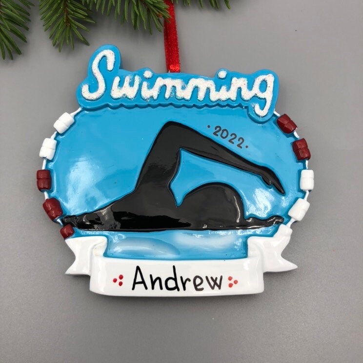 Girls Swimming Christmas Ornament, Personalized Swimming Ornament