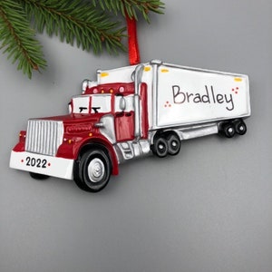 Personalized Semi Truck Christmas Ornament, Semi Trailer Truck Ornament, Truck Ornament, Big Rig Ornament, Tractor Trailer Ornament