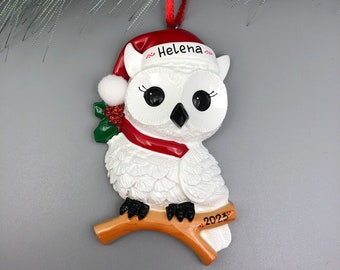 Owl Ornament, Owl Personalized Ornament, Snowy Owl Ornament, Snowy Owl Personalized Ornament, Personalized Christmas Ornament