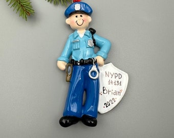 Personalized Police Officer Christmas Ornament, Personalized Police Badge Ornament, Custom Police Christmas Keepsake, Police Retirement Gift