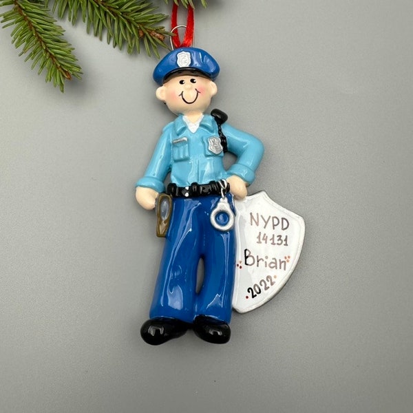 Personalized Police Officer Christmas Ornament, Personalized Police Badge Ornament, Custom Police Christmas Keepsake, Police Retirement Gift