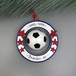 Personalized Soccer Christmas Ornament, Soccer Ball Ornament, Soccer Player Ornament, Soccer Player Gift, Personalized Christmas Ornaments