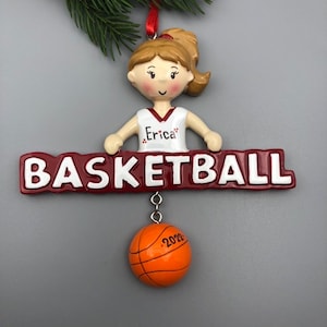 Personalized Basketball Ornament, Basketball Girl Ornament, Personalized Basketball Christmas Ornament