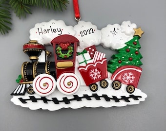 Choo Choo Train Personalized Christmas Ornament, Train Ornament, Kids Train Personalized Ornament, Santa Train Ornament