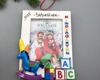 Picture Frame School Ornament, First Day of School Personalized Christmas Ornament, Personalized Kindergarten Ornament, School Ornament