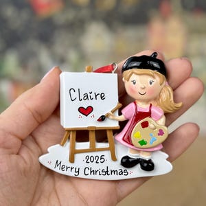 Personalized Artist Ornament • Girl Artist Christmas Keepsake • Art & Craft Ornament with Magnet Option • Custom Name Gift for Creatives
