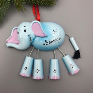 Personalized Elephant Christmas Ornament, Custom Elephant Ornament, Hand Personalized Christmas Ornament