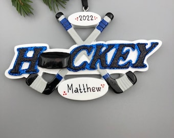 Hockey Personalized Christmas Ornament, Hockey Player Ornament, Personalized Christmas Ornaments