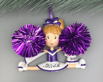 Christmas Ornament Girl Cheerleader Purple/ Cheer/ Pom Pom/ Kids/ Chil –  Too Stinkin' Cute