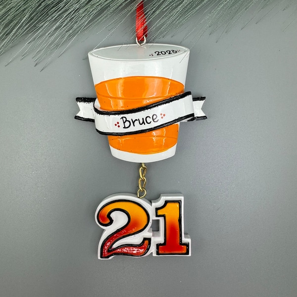 21 Birthday Ornament, Personalized 21st Birthday Ornament, Birthday Shot Ornament, Custom 21st Birthday Keepsake