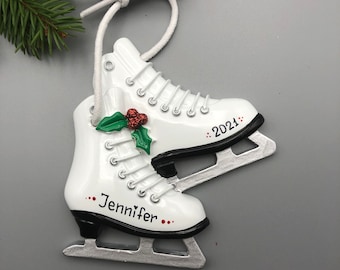 Ornement de Noël personnalisé de patins artistiques, ornement de Noël personnalisé de patinage sur glace, ornement de chaussures de patinage sur glace