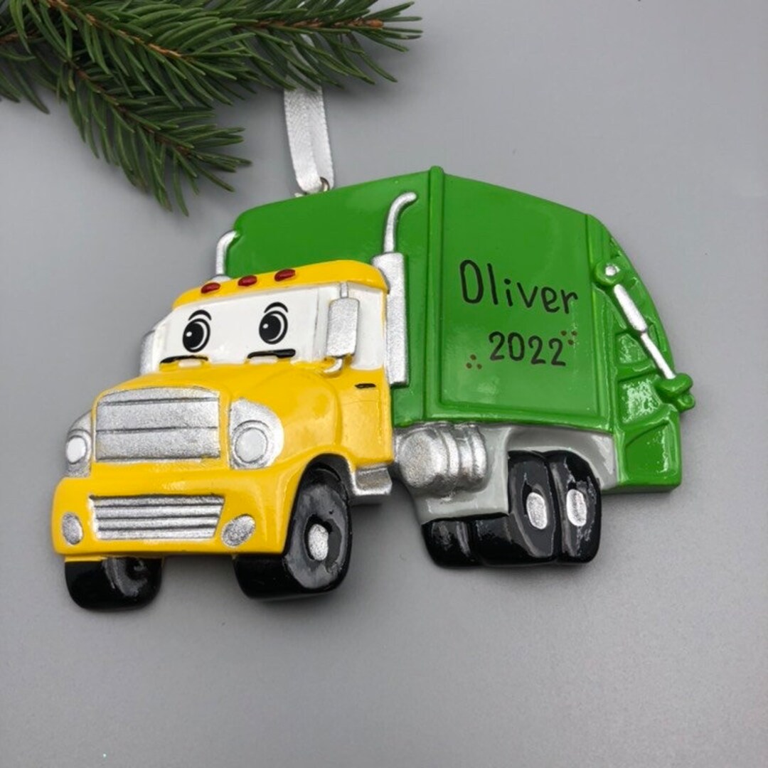 Personalized Garbage Truck Ornament, Personalized Truck Christmas