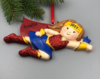 Superhero Ornament, Personalized Superhero Girl Christmas Ornament, Superhero Girl Personalized Keepsake