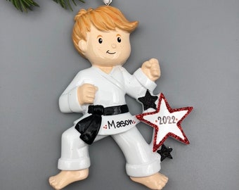Karate Ornament, Karate Personalized Ornament, Karate Boy Ornament, Personalized Christmas Ornaments