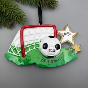 Personalized Soccer Ornament, Soccer Field Christmas Ornament, Sports Ornament, Hand Personalized Christmas Ornaments