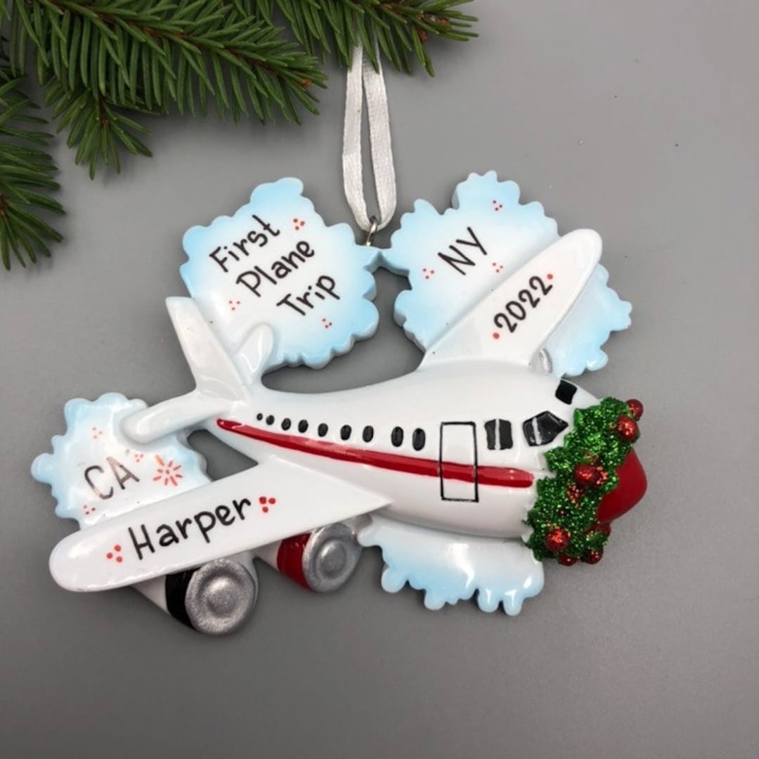Personalized Airplane Christmas Ornament, Airplane Ornament, My First Flight Ornament, My First