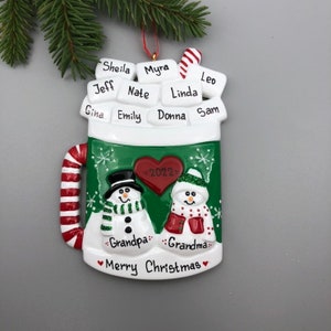 Christmas Cup Personalized Ornament, Personalized Grandparents Christmas Ornament, 10 Grandchildren Christmas Ornament