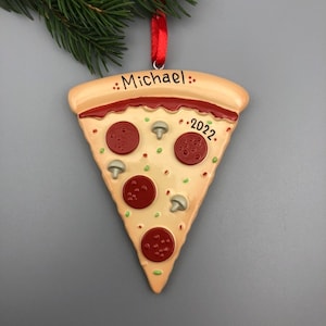 Personalized Pizza Slice Ornament, Pizza Ornament, Pizza Slice Christmas Ornament, Hand Personalized Christmas Ornament