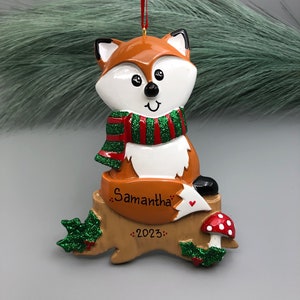 Fox Personalized Christmas Ornament, Hand Personalized Christmas Ornament, Christmas Keepsake