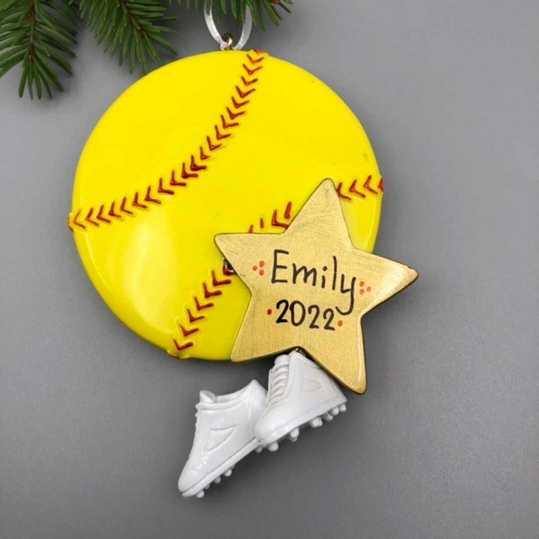 Personalized Softball Christmas Ornament, Softball Game Ornament