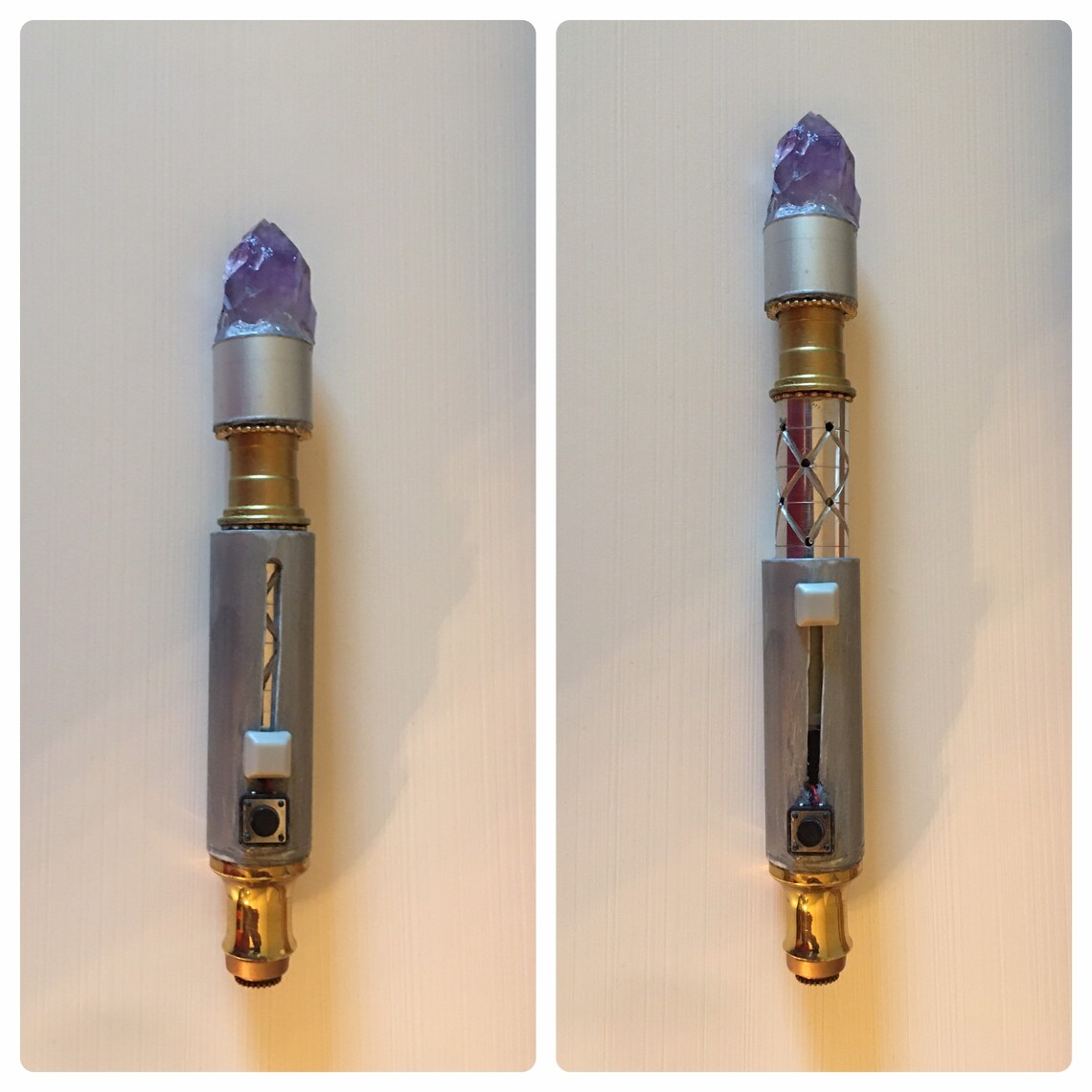Custom extending sonic screwdriver with raw amethyst crystal Etsy