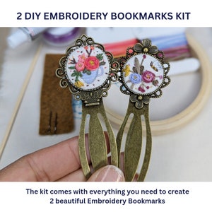 2 DIY Embroidery Bookmarks Kit Gift For Book Lovers Unique Gift For Her Gift For Mom Embroidery Kit Handmade Bookmark Ninu Handmade