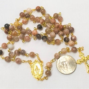 Pink and Gray Moonstones Rosary