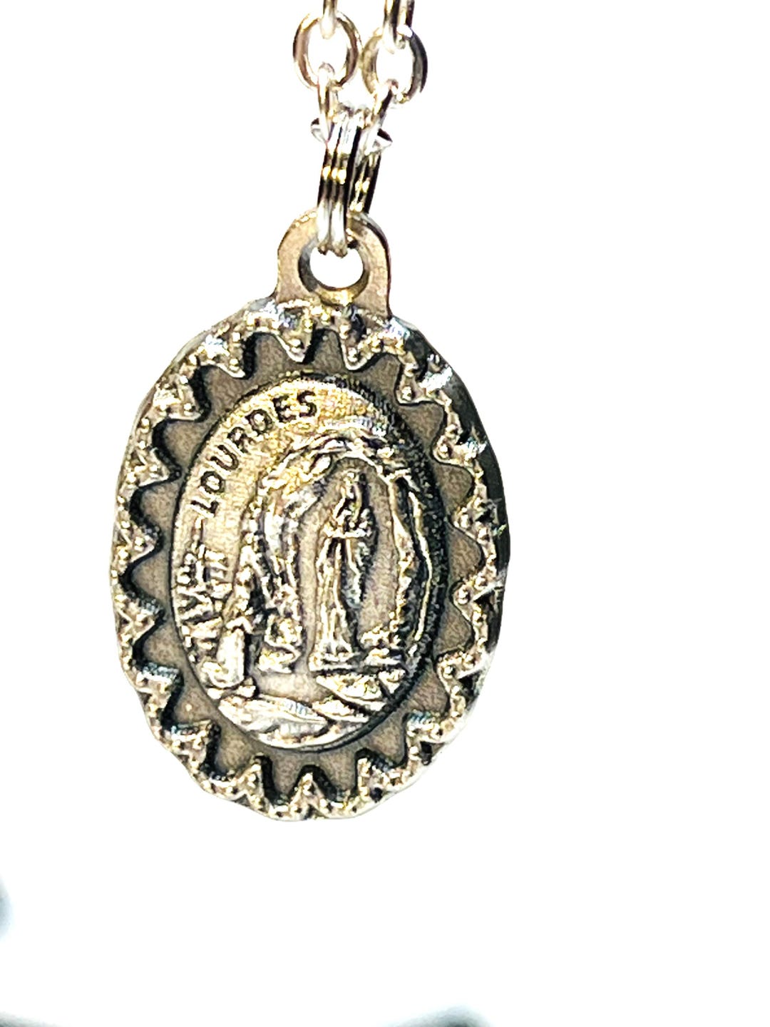Silver Our Lady of Lourdes Medal on Sterling Silver Chain Necklace - Etsy