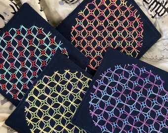 Hand Embroidered Sashiko Coasters