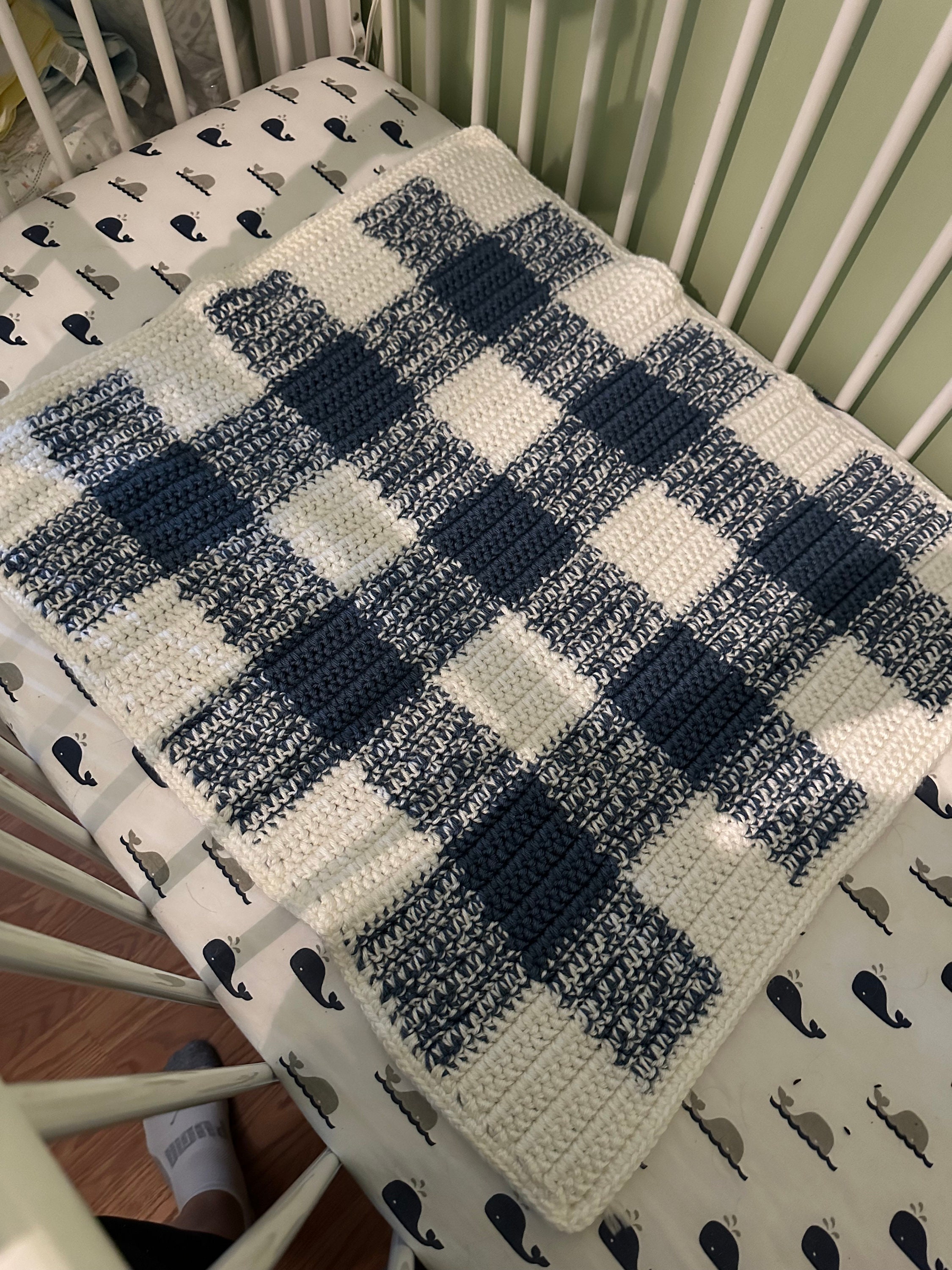 Blue Gingham Crochet Baby Blanket - Etsy